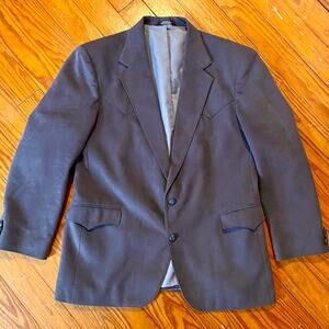 VTG Reed St James Western Blazer 44 Mens Gray Microfiber Suede Cowboy Sport Coat